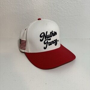 Nuthin Fancy Snapback Hat White Red American Flag USA Baseball‎ Cap Adjustable